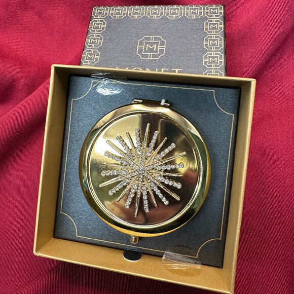 Monet Compact Mirror w/ Jeweled Starburst Design. New in Box - Picture 11 of 11